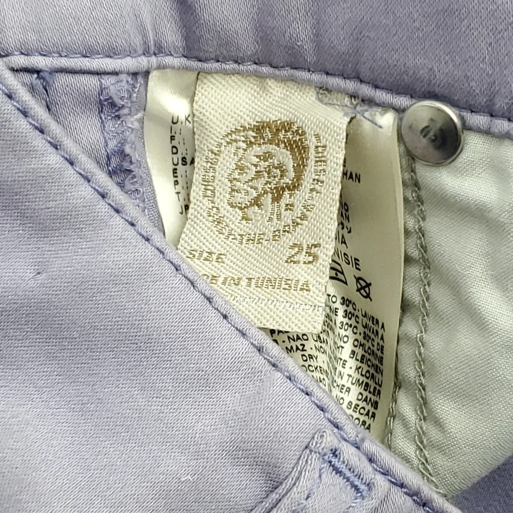 NEW Diesel Womens Low Rise Flare Pants Lilac Stretch Cotton Blend Size 25